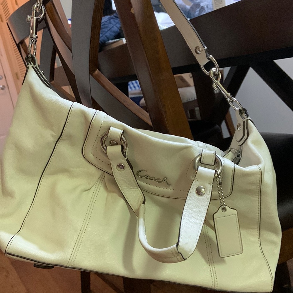 Authentic cream/white leather Coach purse